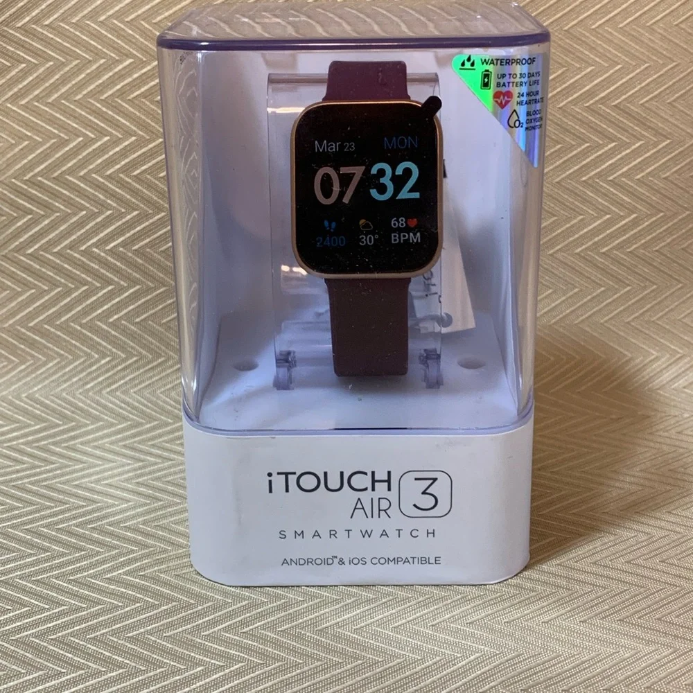 iTouch Air 3 Smartwatch —Fitness Tracker -Burgandy strap